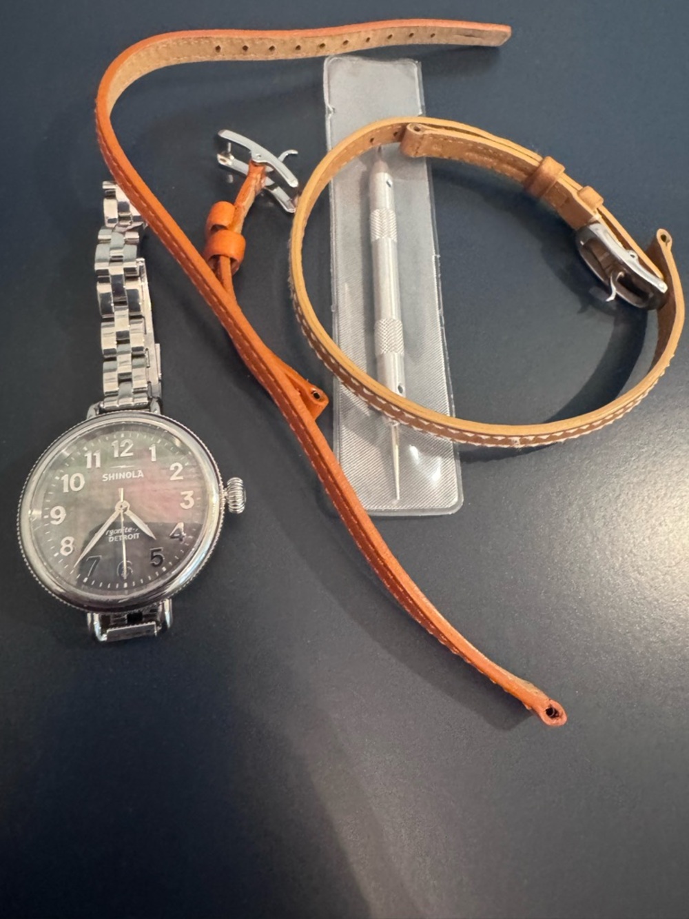 Shinola Birdy Silver Watch with extra straps